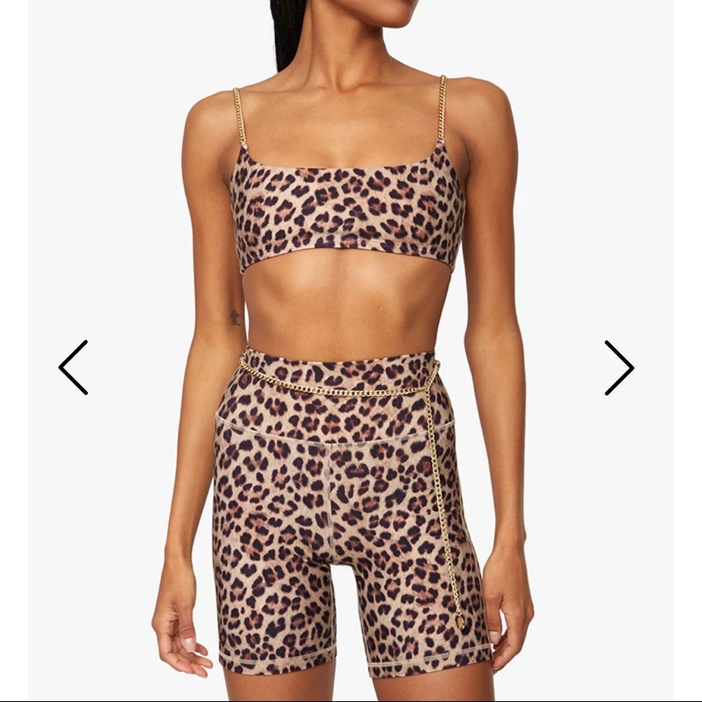 WeWoreWhat chain leopard bike shorts